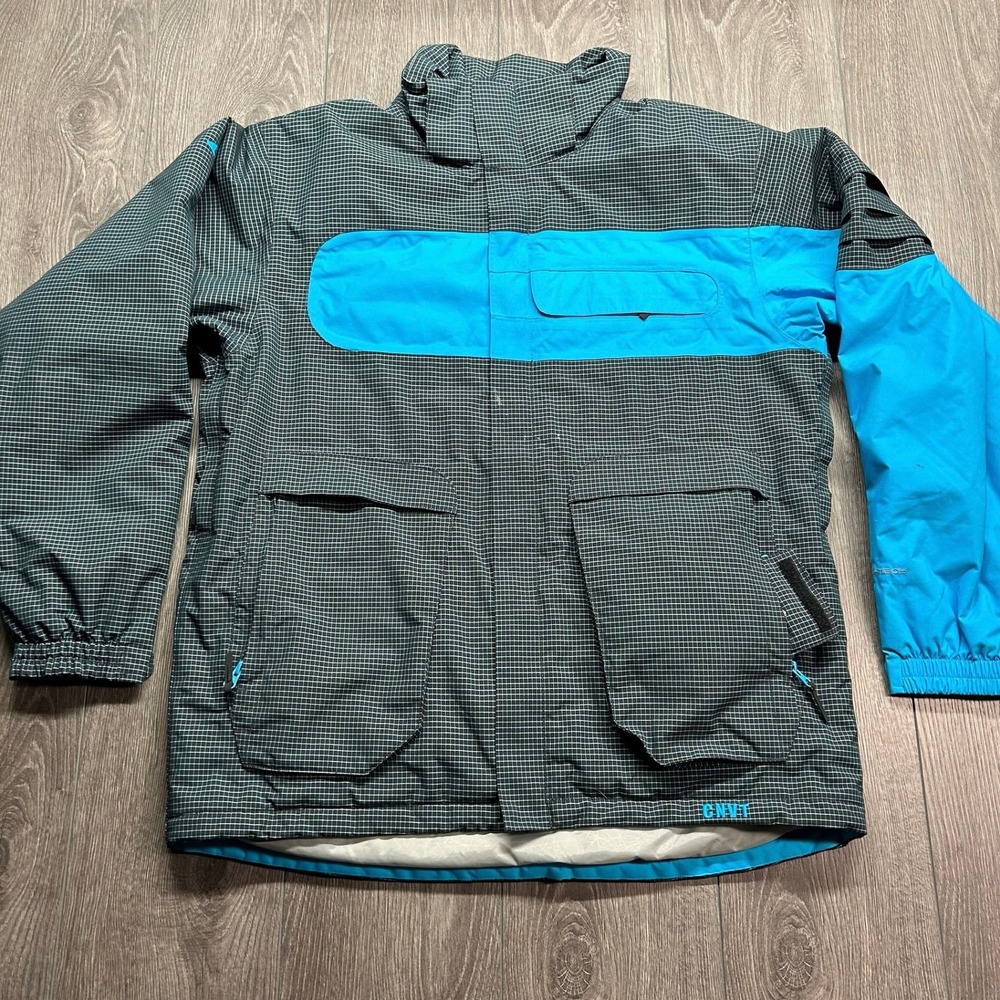 Columbia Convert Ski Jacket Mens Medium Omni-Tech Waterproof Blue Grid Snow Coat